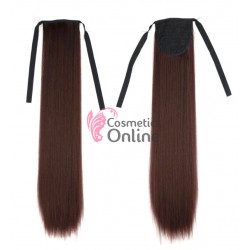 Extensie de par coada dreapta cu snur si pini 50 cm cod 2911750HT33 Castaniu Inchis